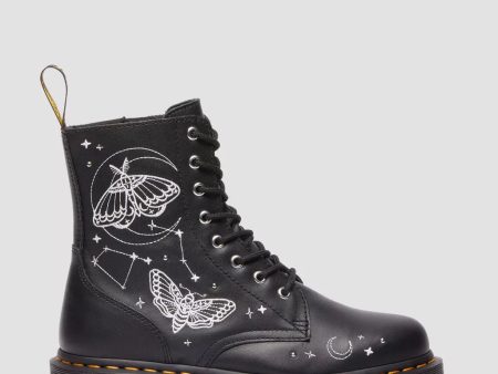 Jadon Celestial Moth Embroidered Platform Boots For Sale