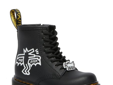 1460 Keith Haring Youth Black Hydro Leather Lace Up Boot Online Sale