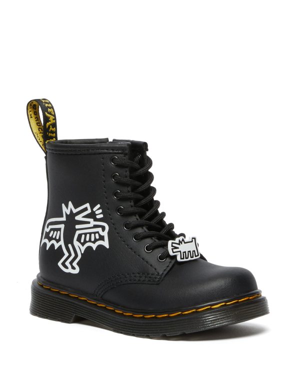 1460 Keith Haring Youth Black Hydro Leather Lace Up Boot Online Sale