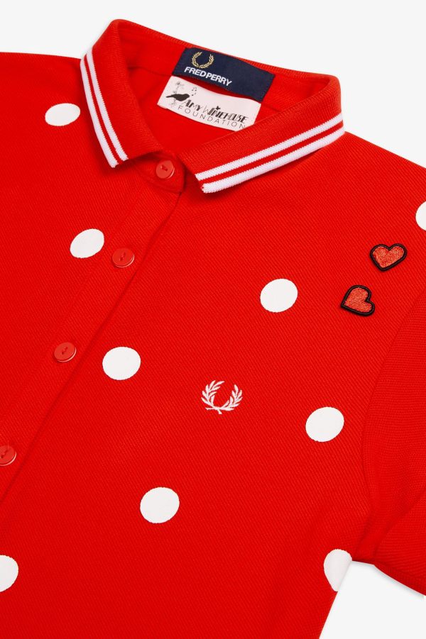 Amy Winehouse Lipstick Red Polka Dot Pique Shirt on Sale