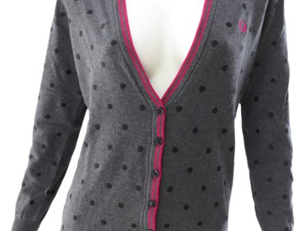 Fred Perry Embroidered Polka Dot Cardigan (Graphite Marble) Online now