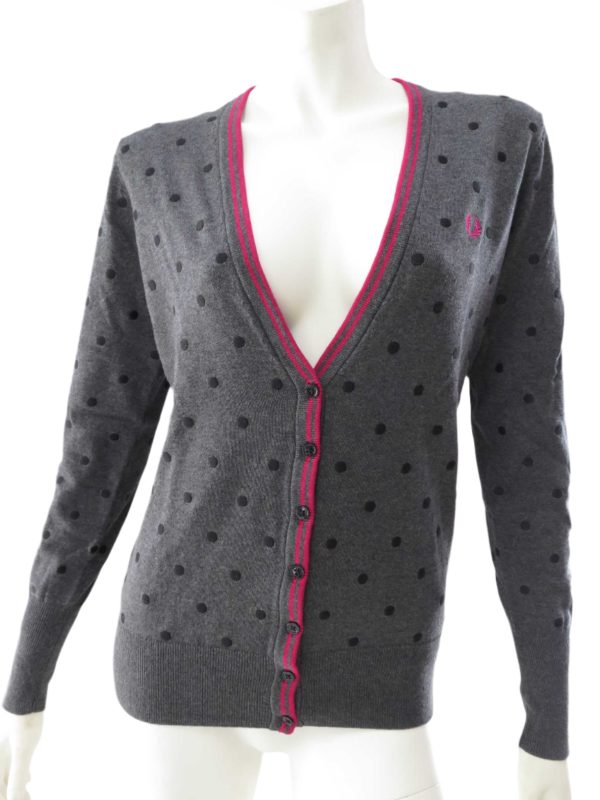 Fred Perry Embroidered Polka Dot Cardigan (Graphite Marble) Online now