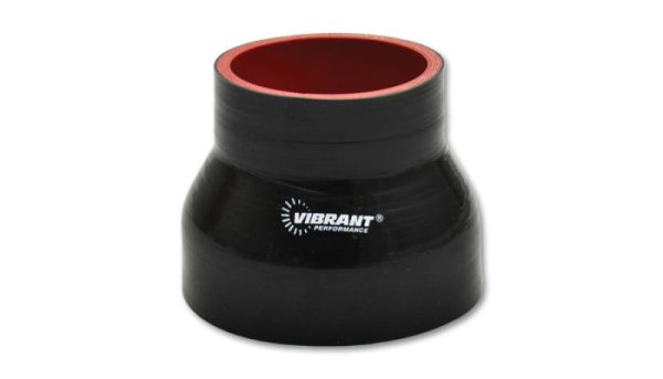 Vibrant 4 Ply Reinforced Silicone Transition Connector - 2.5in I.D. x 3.25in I.D. x 3in long (BLACK) For Sale