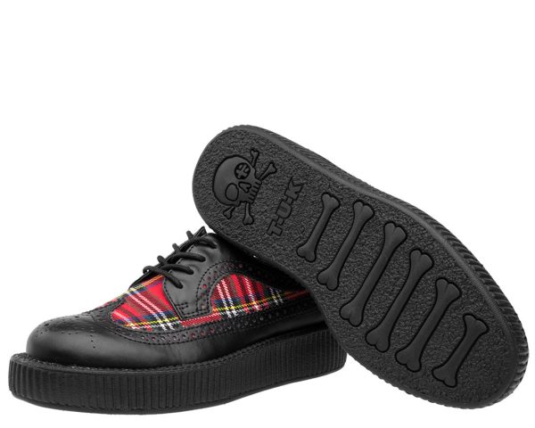 T.U.K Black Plaid Wingtip Viva Low Creeper Hot on Sale