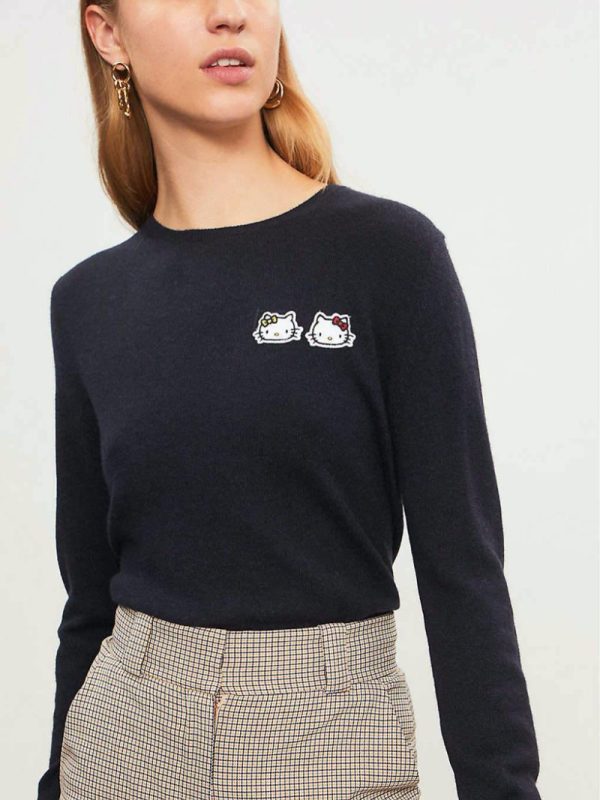 HELLO KITTY Badge-motif cashmere jumper Fashion