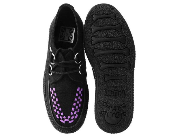 T.U.K BLK FAUX SUEDE PURPLE INTERLACE VIVA MONDO CREEPER on Sale