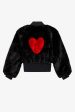 Amy Winehouse Black Heart Detail Faux Fur Jacket For Cheap