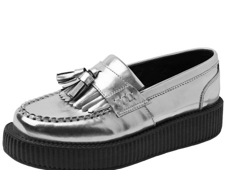 T.U.K Metallic Silver Loafer Viva Low Creeper Online Sale