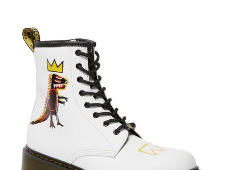 1460 BASQUIAT JUNIOR KID’S WHITE HYDRO LEATHER LACE UP BOOTS on Sale