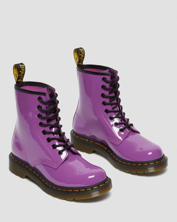 1460 Bright Purple Patent Leather Lace Up Boot Fashion