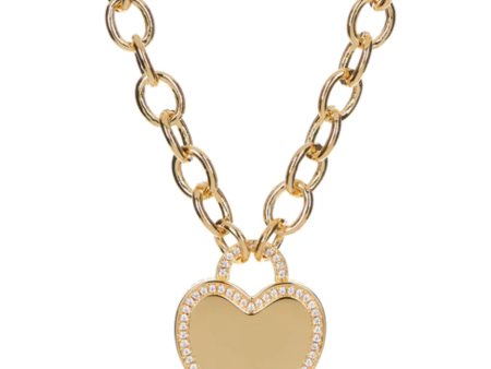 PAVE HEART PENDANT NECKLACE- GOLD Online Sale