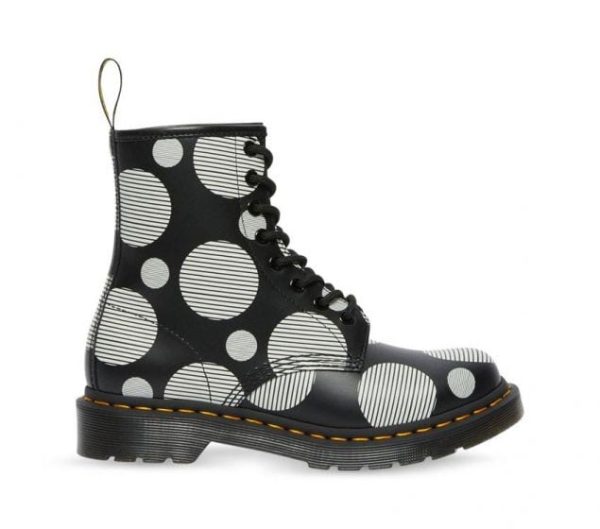 1460 Black+White Polka Dot Smooth Lace Up Boot Discount