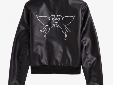 Amy Winehouse Faux Leather Bomber Jacket Hot on Sale