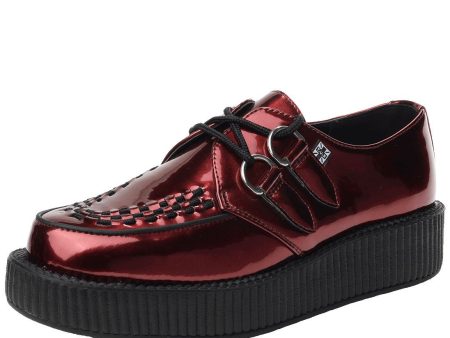 T.U.K BURGUNDY PATENT METAL VIVA LOW CREEPER Online now