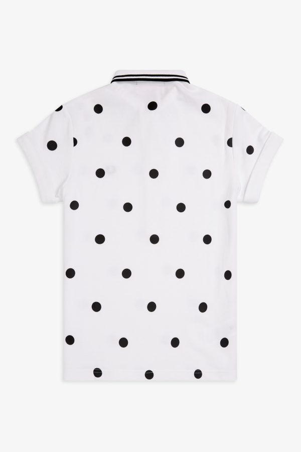 Amy Winehouse White Polka Dot Pique Shirt Hot on Sale