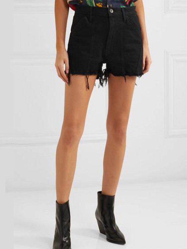 Jason Wu paneled frayed denim shorts For Sale