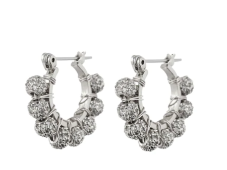 PAVE DOME WRAP HOOPS- SILVER Cheap