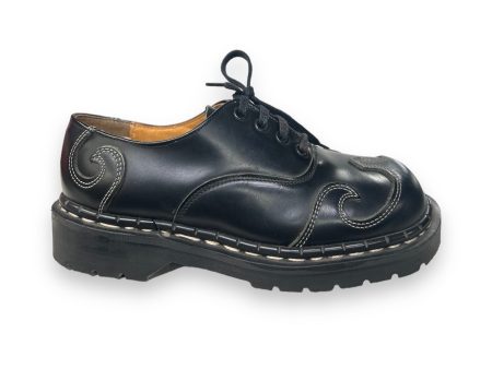 Tredair Black Leather 4 Eyelet Swirly Tie Oxford Shoe Online now