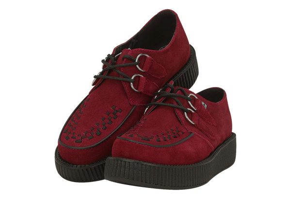 T.U.K BURGUNDY SUEDE VIVA LOW CREEPER Supply