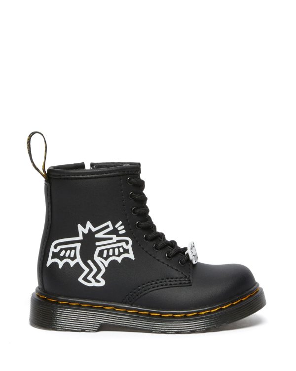 1460 Keith Haring Youth Black Hydro Leather Lace Up Boot Online Sale