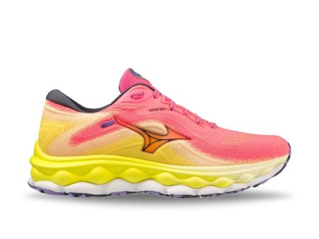 Mizuno Women s Wave Sky 7 - High Vis Pink Ombre Blue For Cheap