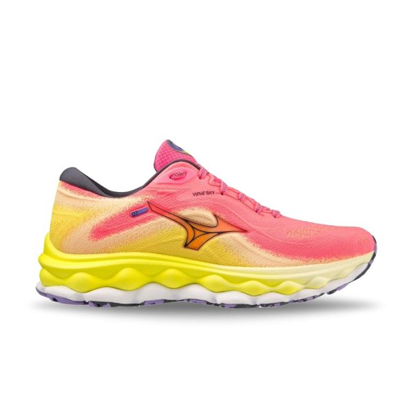 Mizuno Women s Wave Sky 7 - High Vis Pink Ombre Blue For Cheap