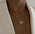 PAVE PUFFY HEART NECKLACE- GOLD Fashion