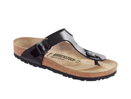 Birkenstock Gizeh Black Patent Birko-Flor Sandals Online now