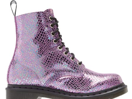 1460 Pascal Violet Mirror Shift Suede Snake Boots For Discount