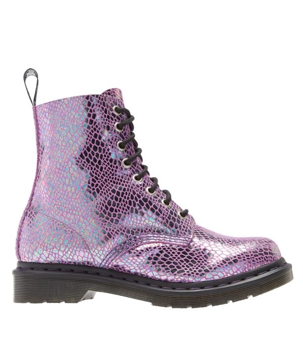 1460 Pascal Violet Mirror Shift Suede Snake Boots For Discount