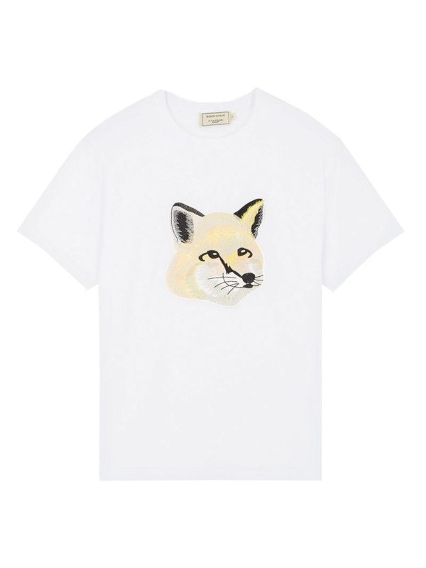 TEE-SHIRT PASTEL FOX HEAD EMBROIDERY Cheap