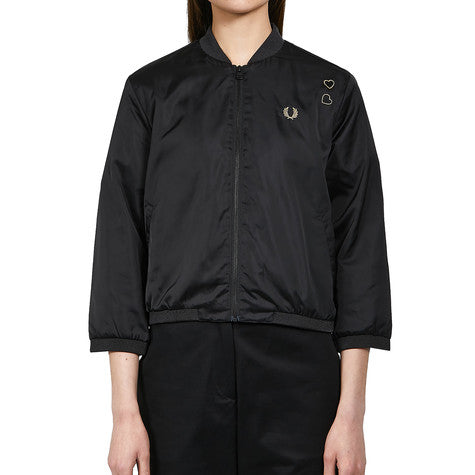 Fred Perry Amy Winehouse Satin Bomber Jacket (Black) For Discount