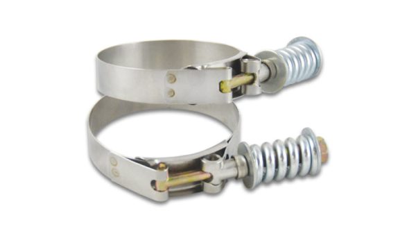 Vibrant Stainless Steel Spring Loaded T-Bolt Clamps (Pack of 2) - Clamp Range 4.78in-5.08in Online Sale