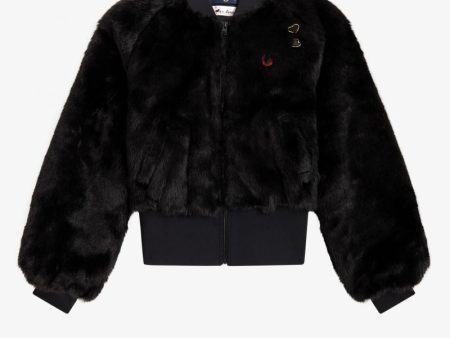 Amy Winehouse Black Heart Detail Faux Fur Jacket For Cheap