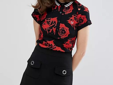 Amy Winehouse Black Rose Print Pique Shirt Online now