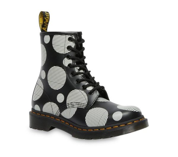 1460 Black+White Polka Dot Smooth Lace Up Boot Discount