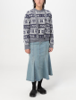 GANNI K2093 BLUE LOGO WOOL CARDIGAN on Sale