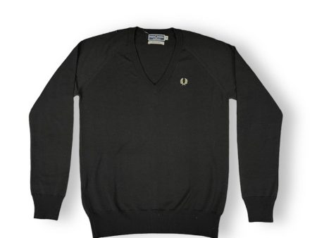 Fred Perry Classic Black V-Neck Sweater Cheap