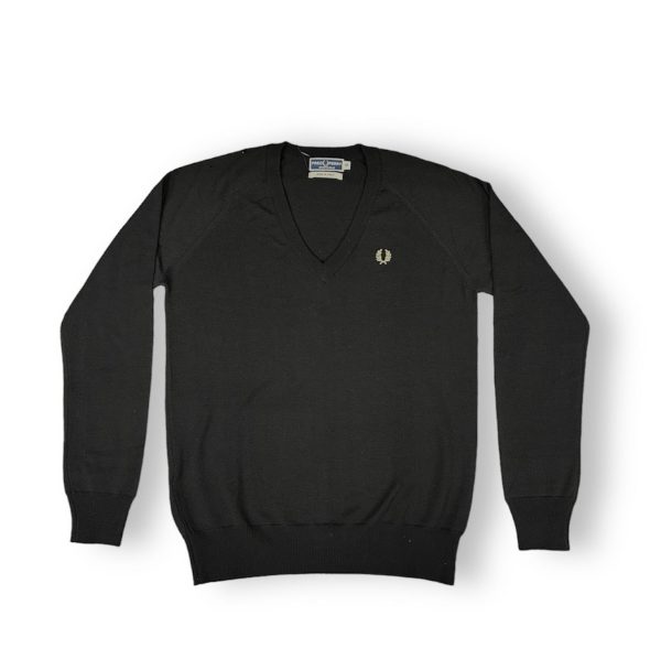 Fred Perry Classic Black V-Neck Sweater Cheap