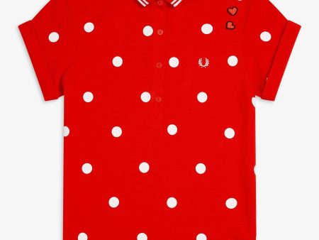 Amy Winehouse Lipstick Red Polka Dot Pique Shirt on Sale