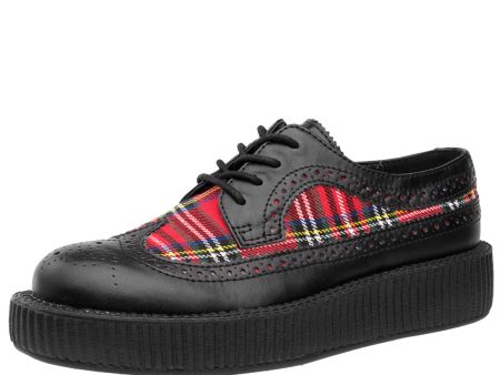 T.U.K Black Plaid Wingtip Viva Low Creeper Hot on Sale