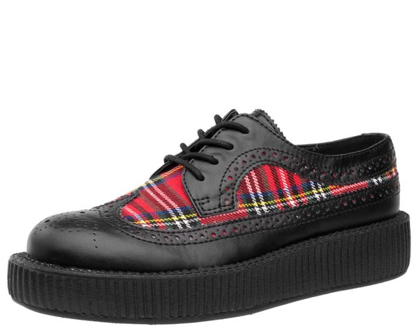 T.U.K Black Plaid Wingtip Viva Low Creeper Hot on Sale