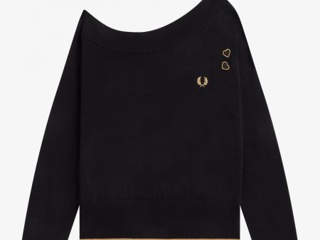 Amy Winehouse Black Off-The-Shoulder Knitted Top Cheap