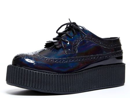 T.U.K BLACK IRIDESCENT BROGUE WINGTIP W  KILTIE VIVA MONDO CREEPER Hot on Sale