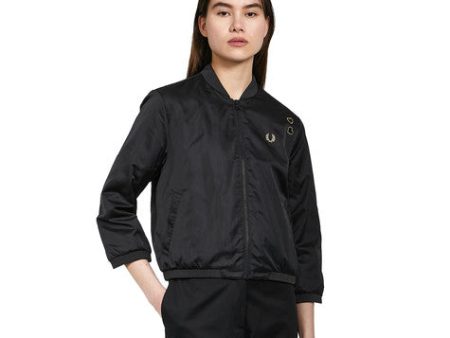 Fred Perry Amy Winehouse Satin Bomber Jacket (Black) For Discount