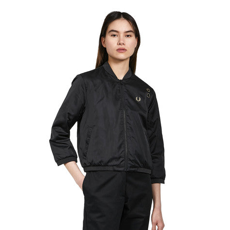 Fred Perry Amy Winehouse Satin Bomber Jacket (Black) For Discount