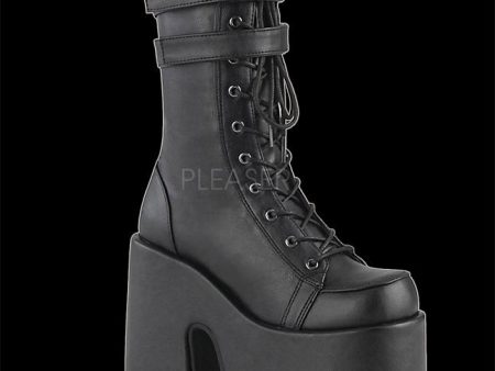 Demonia - CAMEL-250 Black Faux Leather 2 Strap Boot Sale