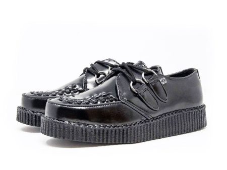 T.U.K BLACK LEATHER VIVA LOW CREEPER Discount