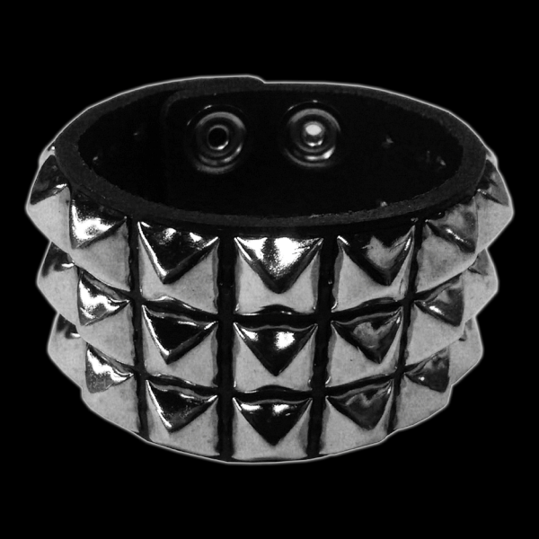 Funk Plus - 3 Row 1 2  Silver Pyramid Stud Bracelet Supply