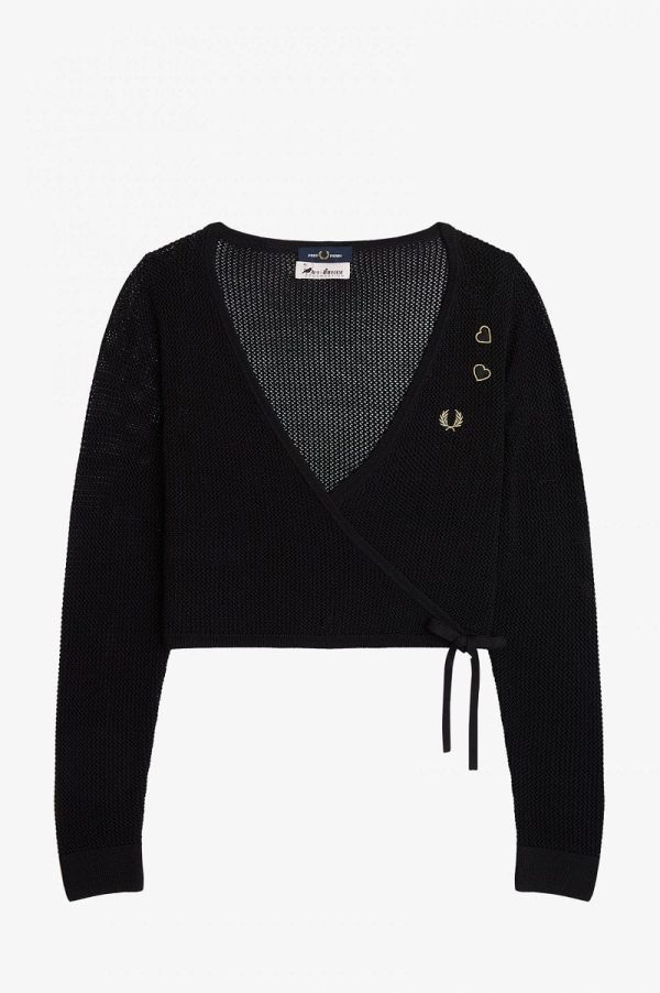 Amy Winehouse Black Open-Knit Wrap Cardigan Cheap